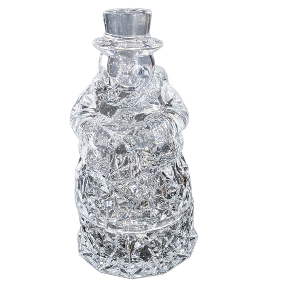 Lead Crystal Snowman Candy Dish & Original Box Two Piece Set Holiday Decor